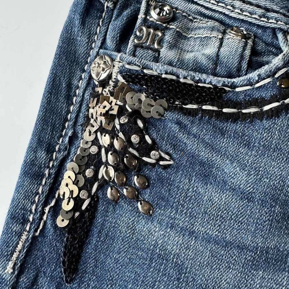 Miss Me Dark Blue Boot Cut Jeans with Embellishments - Picture 13 of 16
